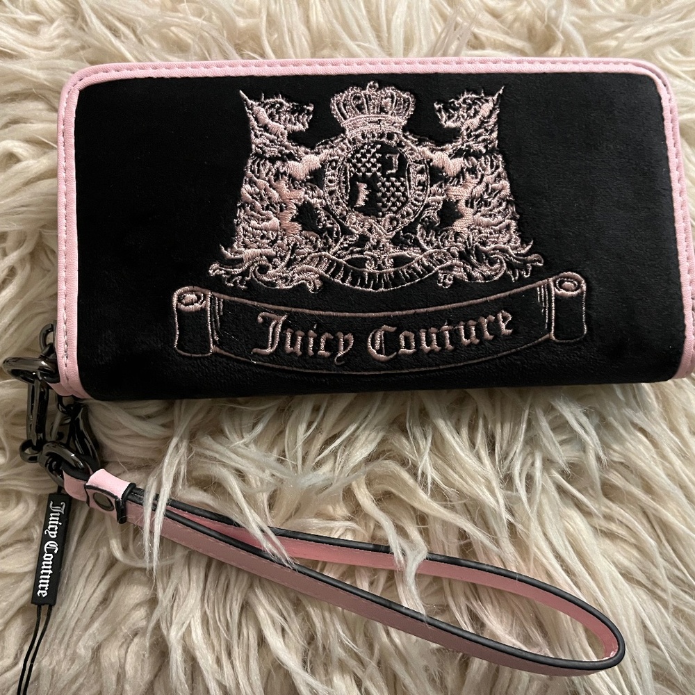Juicy couture twig dog Scottie dog wallet wristlet black pink Juicy Uk